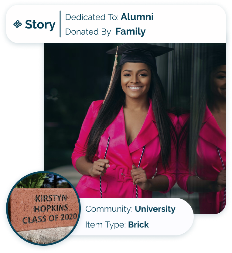 Story Card - University - Family dedicate brick to their child who graduated