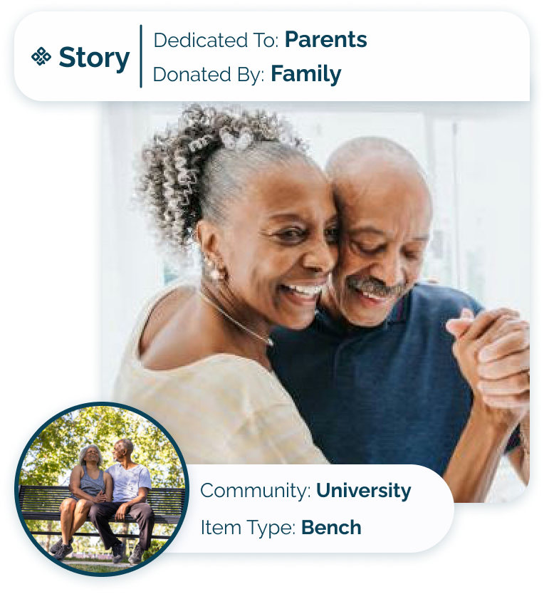 Story Card - University - Parents first met at this school - bench